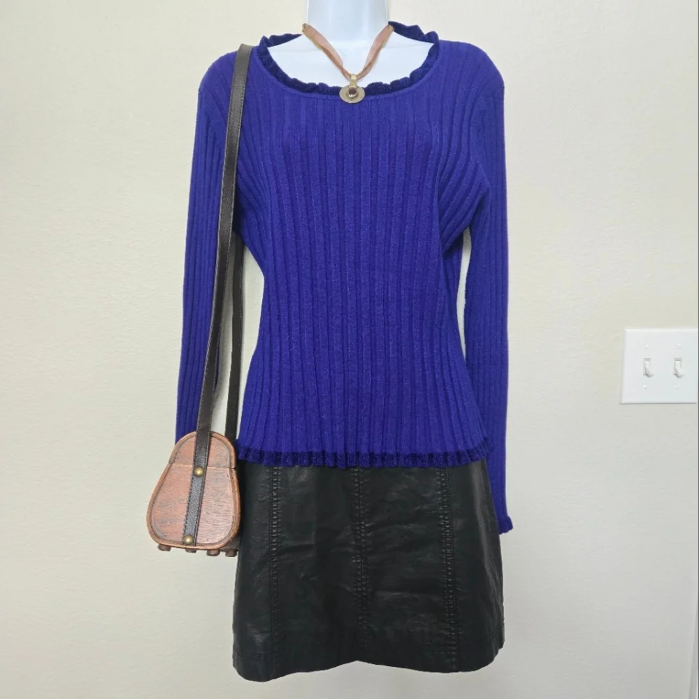 Vintage Y2K Purple Ribbed Knit Sweater